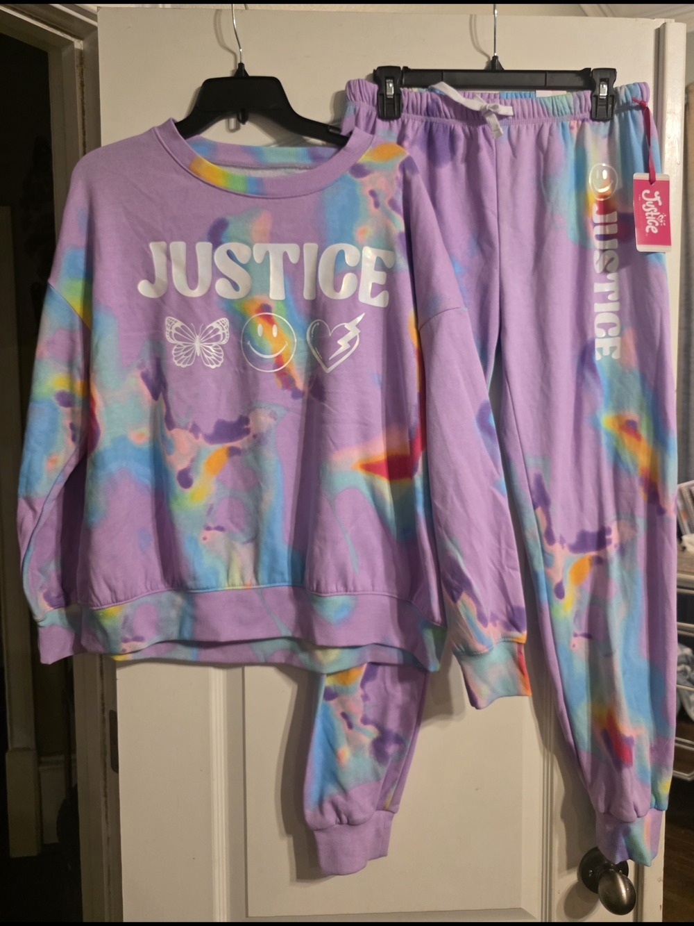 Justice Pastel Lavender Tie-Dye Sweatshirt and Joggers Set